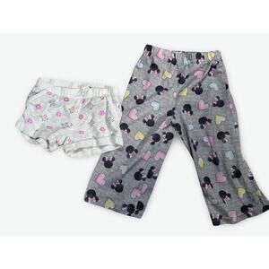 Girls 2T Clothing Lot Minnie Mouse Pants + OshKosh Shorts Pink Gray